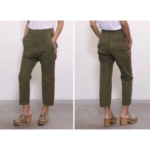 NILI LOTAN Jenna Pant with Tape Khaki Pants Military Army Olive Green, Size 00